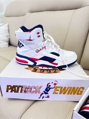 Patrick Ewing White, Navy & Red High Top Sneaker OG Eclipse Original